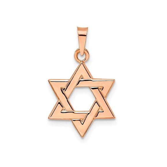 14K Rose Pink Gold Polished Star Of David Pendant (NO CHAIN)